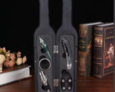 KIT 5 PZ ABRIDOR DE VINO C/ ESTUCHE BOTELLA
