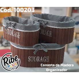 CANASTA DE MADERA ORGANIZADOR 3PCS