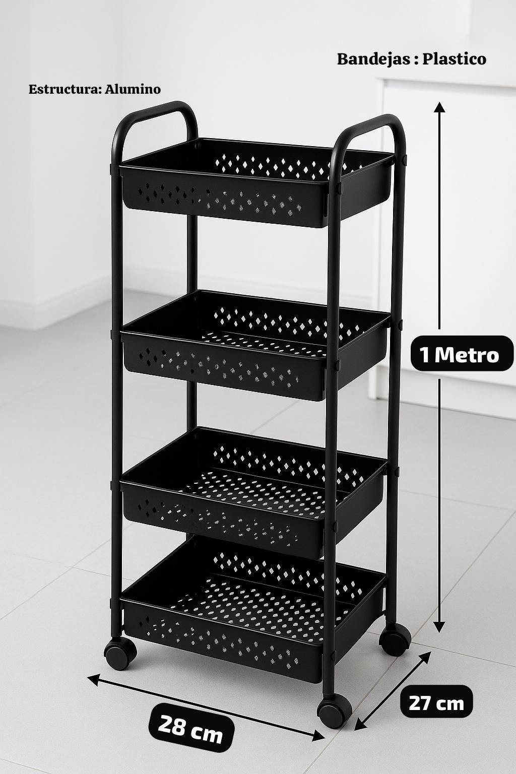 Carrito Organizador Multifunción de 4 Niveles c/ Ruedas