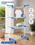 Tender de Ropa Vertical de 3 Niveles c/ Ruedas 40 kg