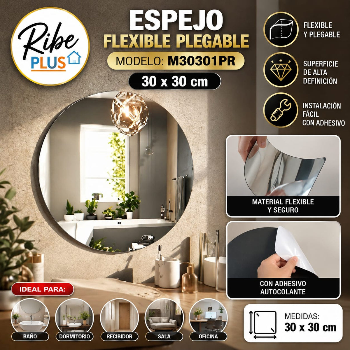 Espejo flexible 30x30