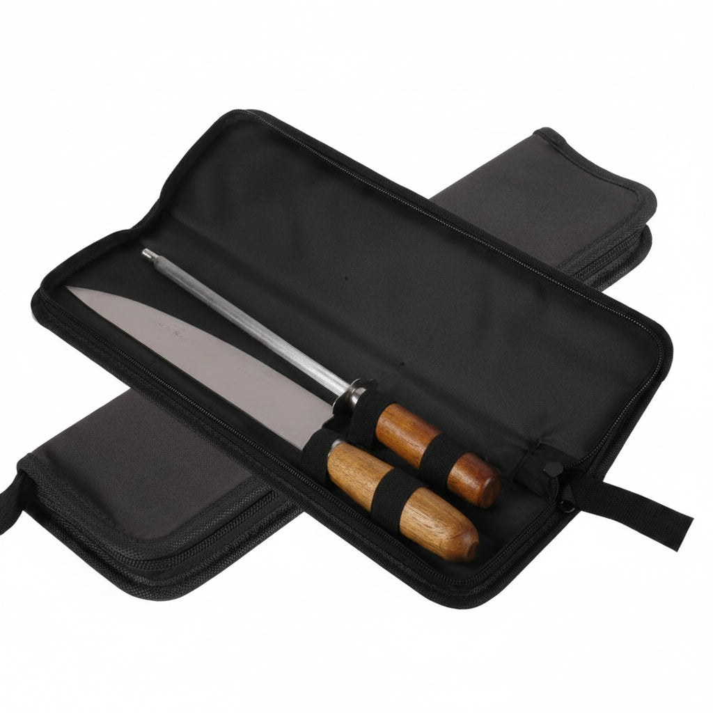 KIT 2PZ CUCHILLO Y AFILADOR CON ESTUCHE ORGANIZADOR