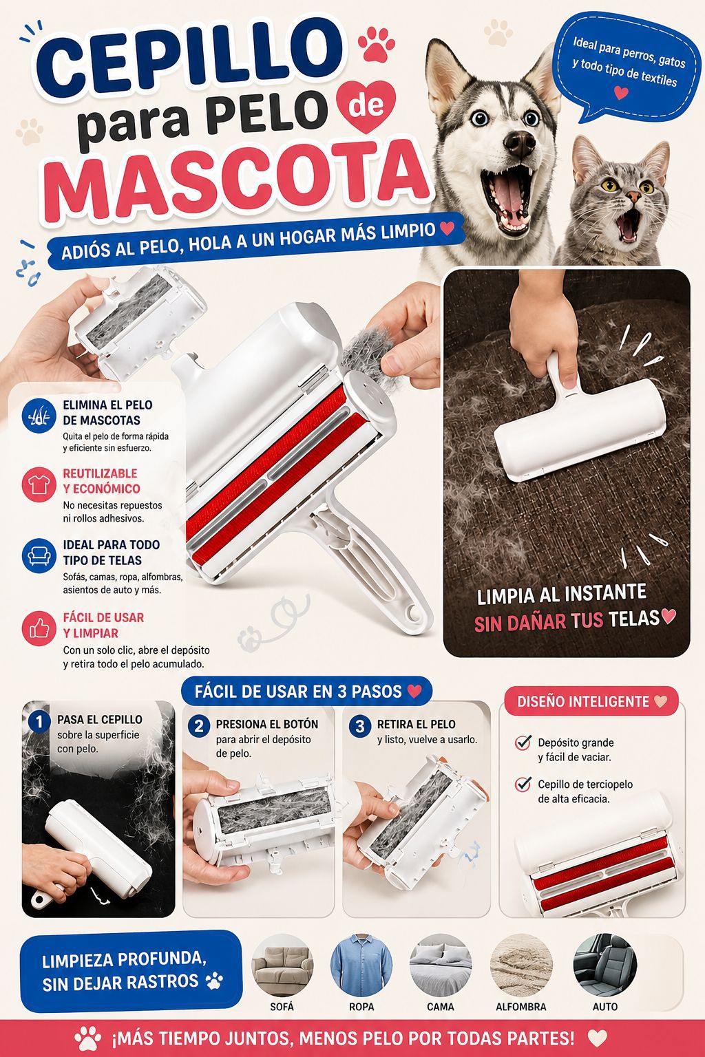 CEPILLO PARA PELOS DE MASCOTAS