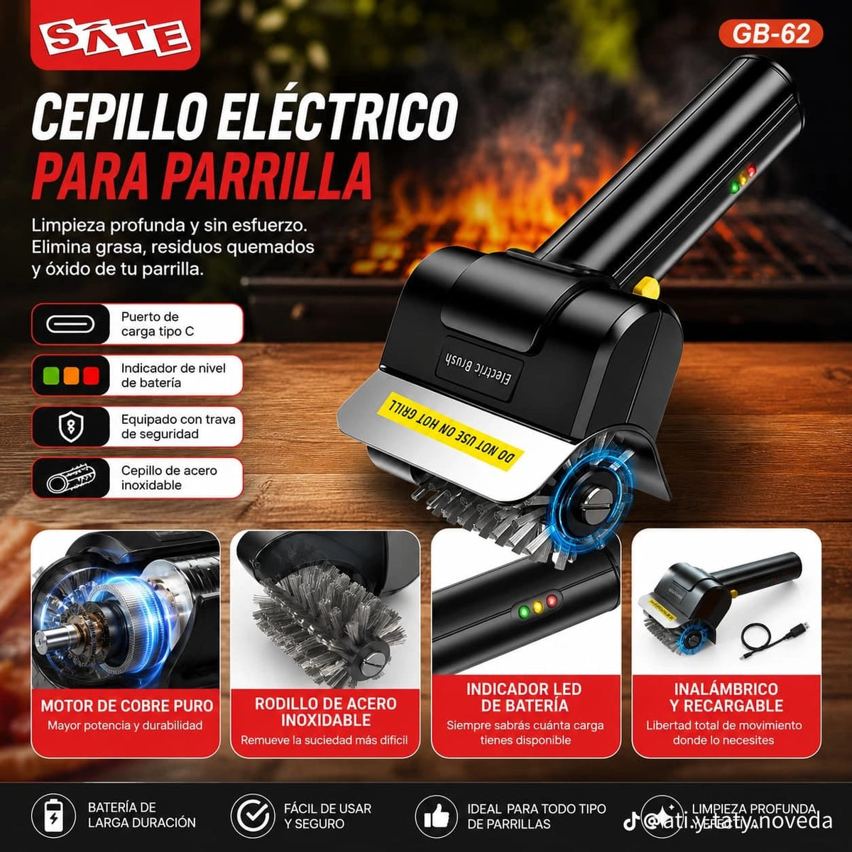 Cepillo Electrico Limpia Parrilla