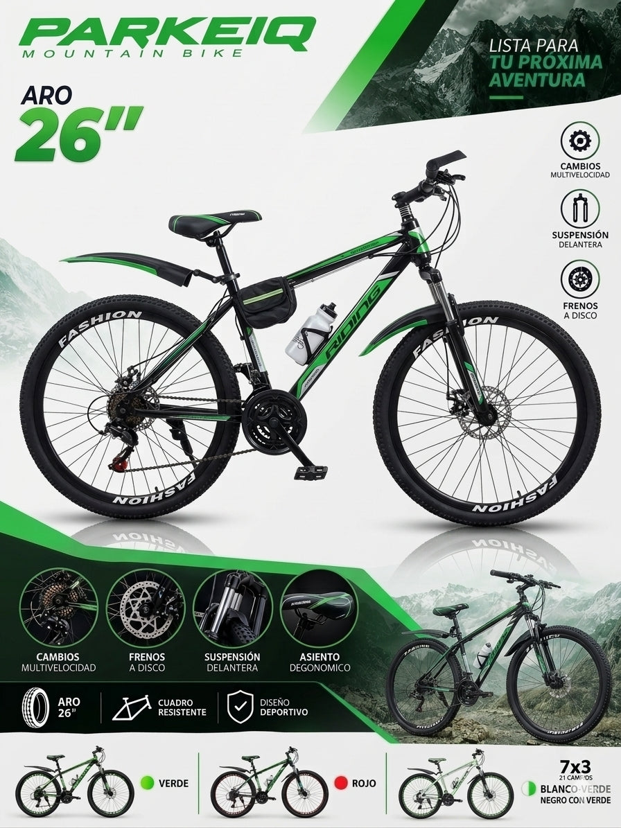 Bicicleta Aro 26" de Montaña FASHION  – Acero Alto Carbono (21 Velocidades)